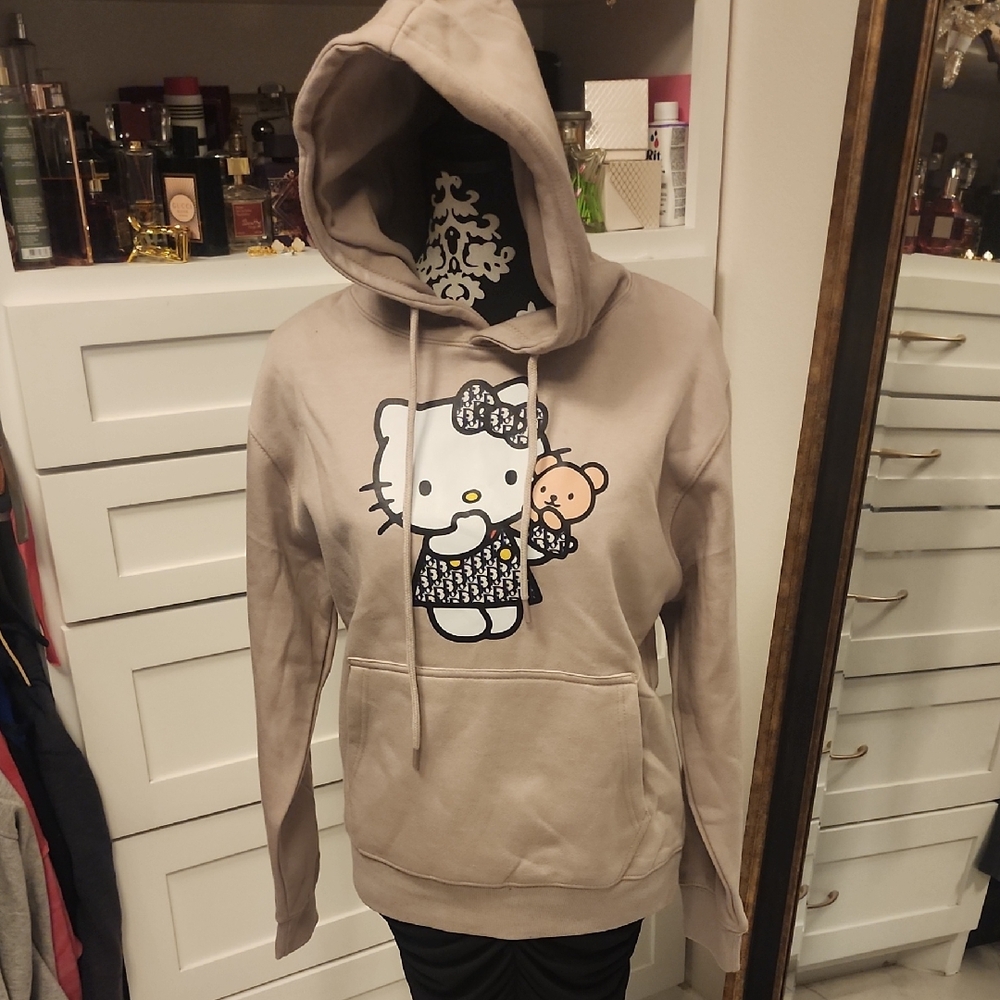 Hello Kitty Custom Beige Hoodie